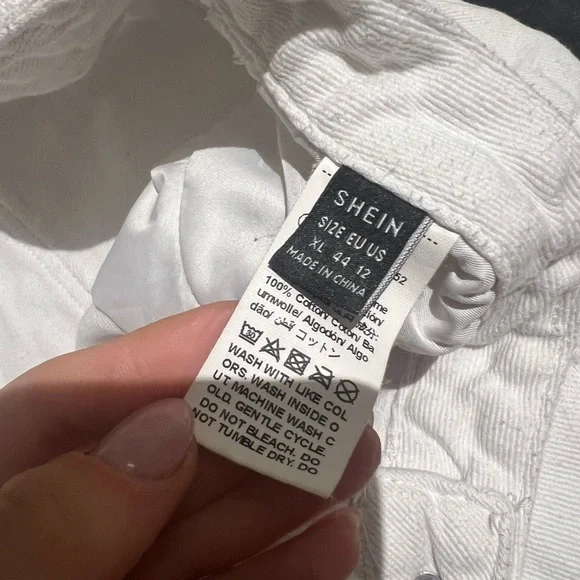 White distressed high waisted jean shorts - Picture 3 of 3